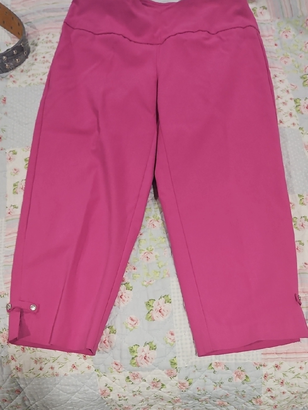 Counterparts Hot Pink Capri Pants with Split Hem With Rhinestones